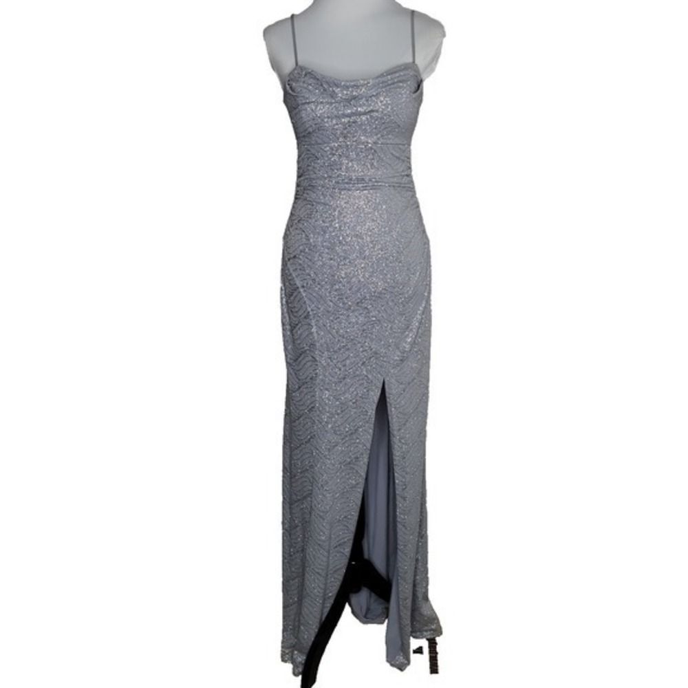 Emerald Sundae Women Dress Size Small Maxi Glitter Sparkle Event Stretchy Blue